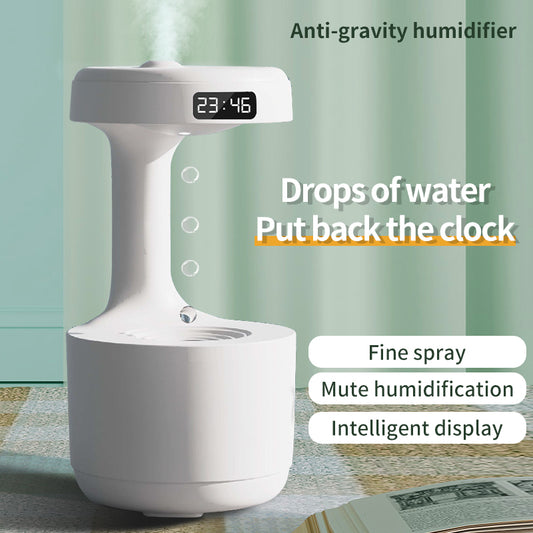 Anti-Gravity Humidifier With Clock Water Drop Backflow Aroma Diffuser Large Capacity Office Bedroom Mute Heavy Fog Household Sprayer