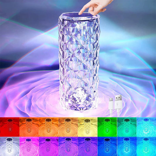 16 Colors LED Crystal Lamp Rose Light Touch Table Lamps Bedroom