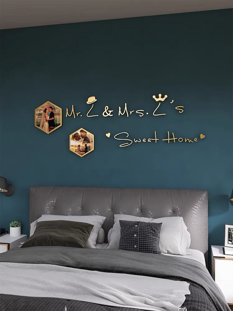 Personalised Couple Photo Frame & 3D Sticker Wall Decoration|Bedroom|Living Room