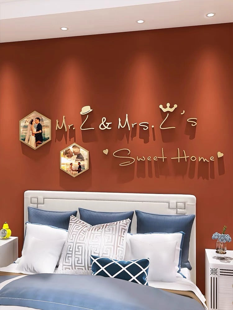 Personalised Couple Photo Frame & 3D Sticker Wall Decoration|Bedroom|Living Room