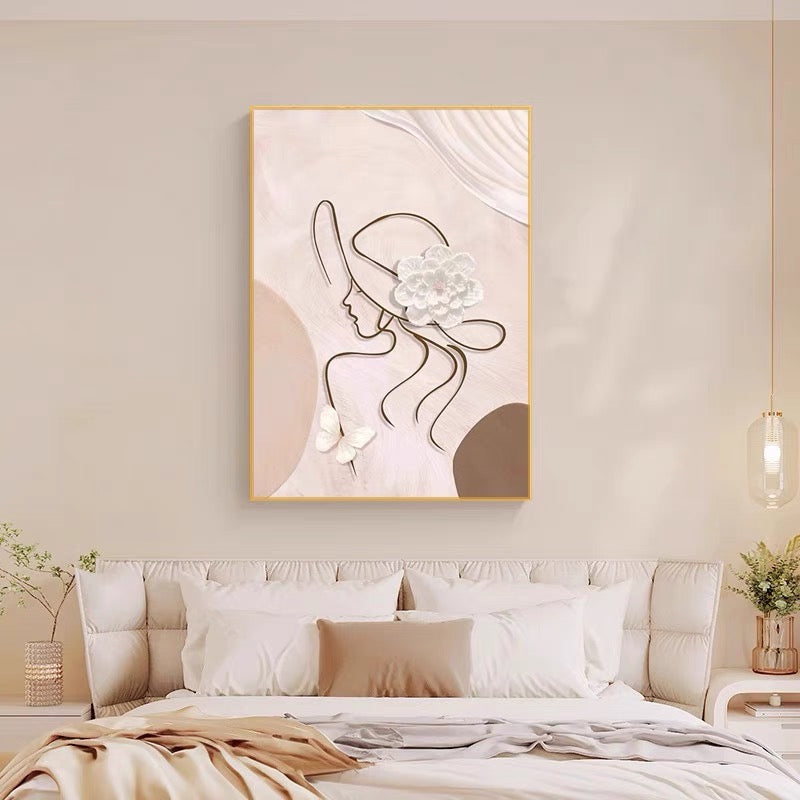 New Modern Abstract Painting With Golden and Black frame