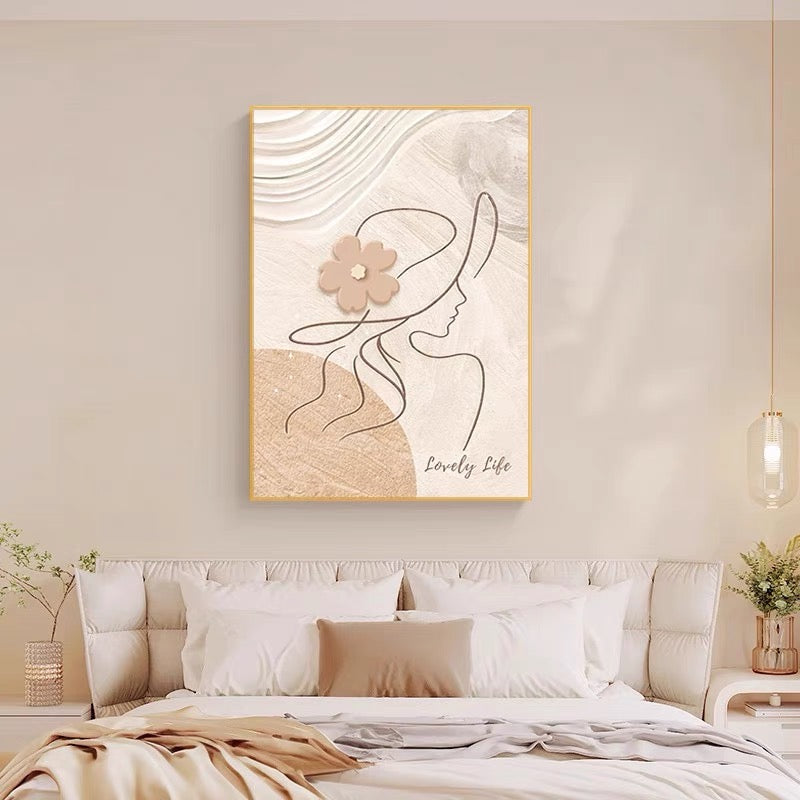 New Modern Abstract Painting With Golden and Black frame