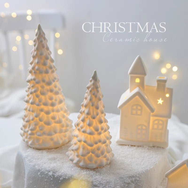 Porcelain Christmas Village Houses | Christmas Decoration with LED light | Christmas Tabletop Decoration | Christmas Gift