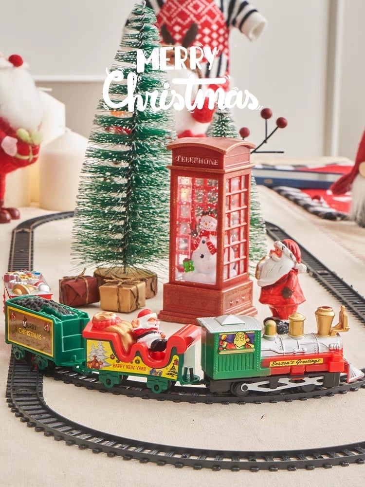 Electric Train on Christmas Dining Table