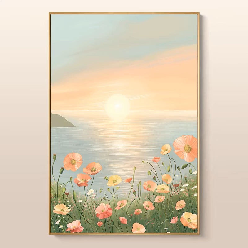 Tulip Seaside Scenery Painting Living Room Bedroom Flower Art Floral Print Wall Art Decor Flowers