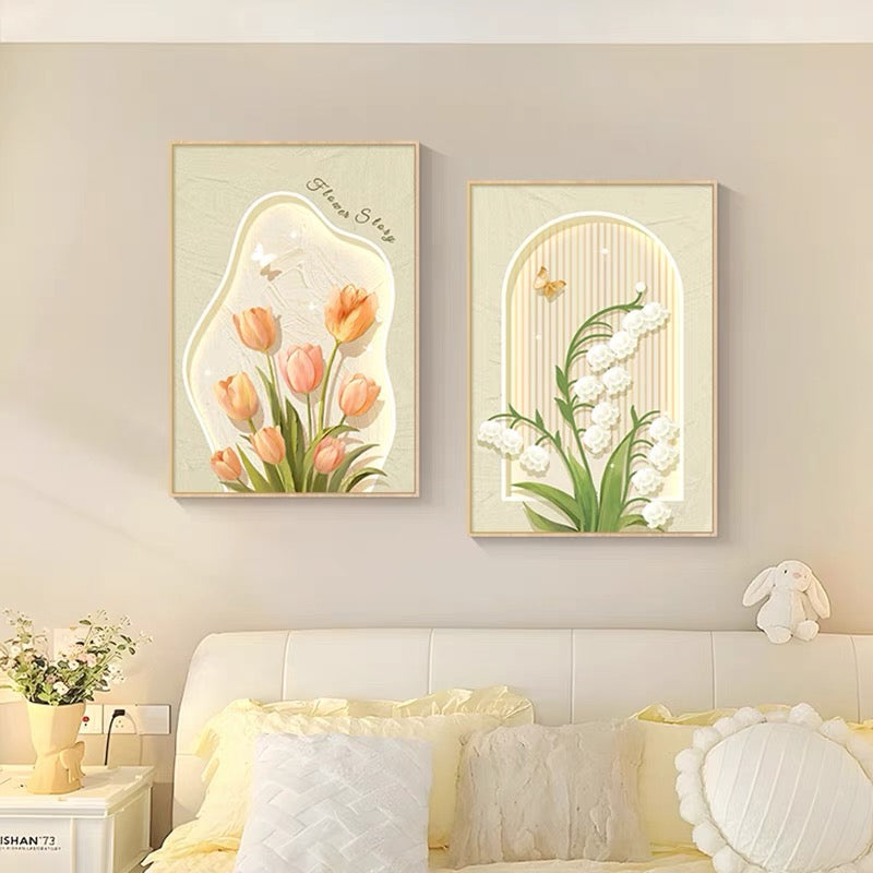 Tulips Flower Painting | Floral Art Painting | Home Decor Wall Art | Minimalist Home Decor | Gift Tulip Art | Gift for Her