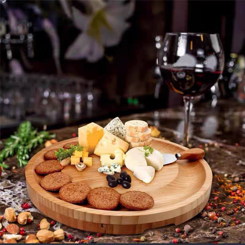 Wooden Cheese Board Set with Cutlery in Slide out Drawer Cheese Platter