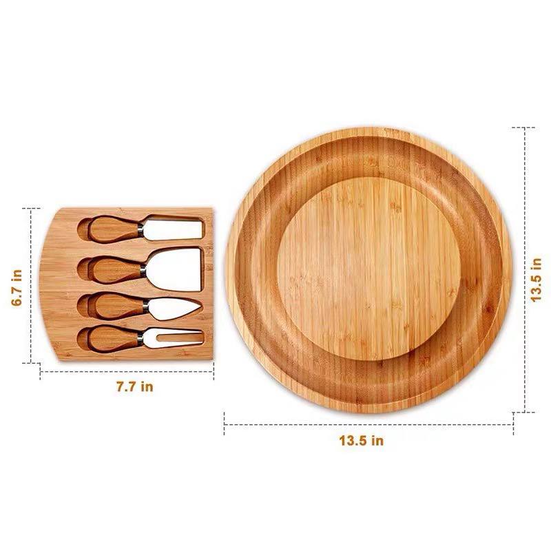 Wooden Cheese Board Set with Cutlery in Slide out Drawer Cheese Platter