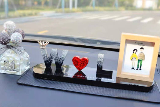 Luxurious Personalised Car Ornaments with initials and photos for wedding gifts, anniversary gifts and birthday gifts