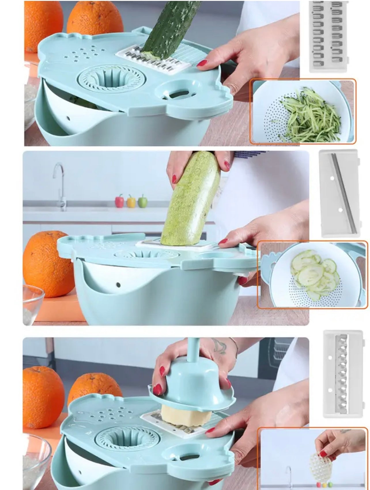 7 in 1 Multifunctional Vegetable Cutter With Drain Basket Fruit Potato Carrot Grater Slicer Food Processor For Kitchen